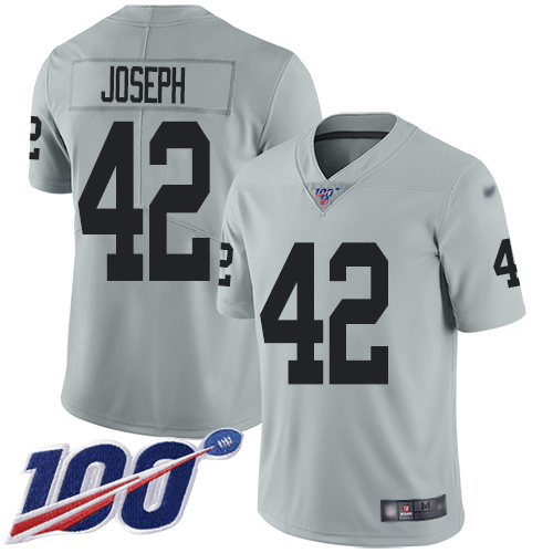 Men Oakland Raiders Limited Silver Karl Joseph Jersey NFL Football #42 100th Season Inverted Legend Jersey->oakland raiders->NFL Jersey